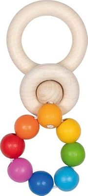 goki baby 65353 – Anillo elástico arco iris de madera, bolas de madera de colores, promueve la flexión de agarre y apoya el proceso de desarrollo, fabricado en Alemania, 12 cm x 3 cm x 6 cm, desde el