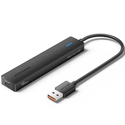 Watio Wave HUB 4-Port USB 3.2 Hub incl. 2 x USB-C 3.2 en 1 x USB-C 3.0, 0,15 m kabel, grijs, ideaal voor snelle en efficiënte verbindingen