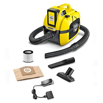 Kärcher 18v Multi-Purpose Vacuum Cleaner WD 1 Compact Battery, wet and dry vacuum cleaner, cartridge filter, hose: 1.20 m, container size: 7 l, power: 230 W, 18v battery and charger included