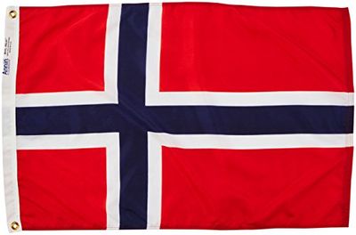 Annin Flagmakers Modello 196443 Bandiera Norvegia Nylon SolarGuard Nyl-GLO, 0,6 x 0,9 m, 100% Made in USA Secondo Le specifiche di Design Ufficiali delle Nazioni Unite