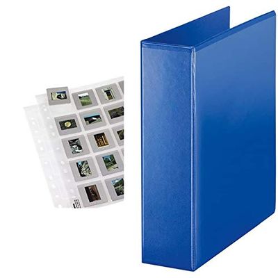 Hama custodie per diapositive, 5 x 5 cm, 20 diapositive ciascuna (25 pezzi) & esselte essentials panorama binder personalizzabile ad anelli 4-60-d - f.to 22 x 30 cm - blu - 49718