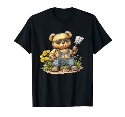 Bonito oso de peluche con guantes de jardinería para un aspecto bonito Camiseta