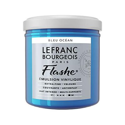 Lefranc Bourgeois Flashe acrílico, pintura de vinil, azul-oceano, tubo de 125 ml, vinilfarbe, 125