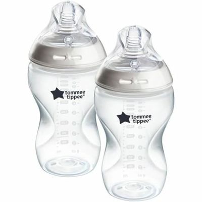 Tommee Tippee babyflessen, Natural Start anti-koliek fles, 340 ml, speen die de vorm van de borst imiteert voor een natuurlijke grip, 2 stuks