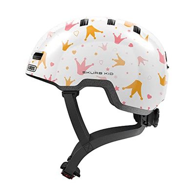 ABUS kinderhelm Skurb Kid - robuuste fietshelm in skaterlook met ruimte voor een vlecht of staart in diverse designs - voor meisjes en jongens - Wit, maat M