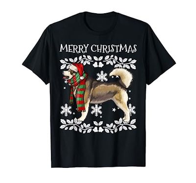 Merry Christmas Ornament Alaskan Malamute Xmas Santa T-Shirt