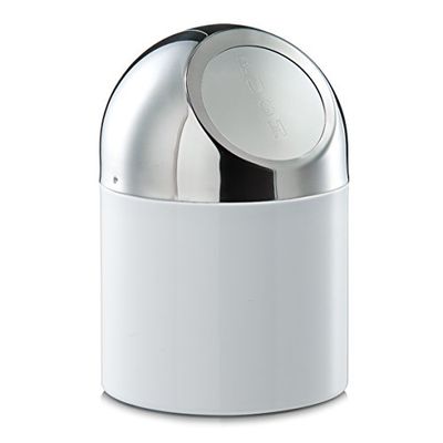 Zeller Caixote do lixo de mesa 27203, aço inoxidável, branco, 12 x 12 x 18 cm