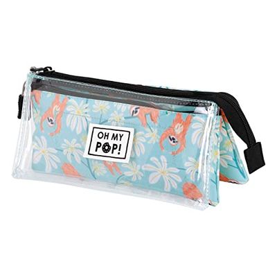 Oh My Pop! Lazy-Clear Triple Pencil Case, Turquoise