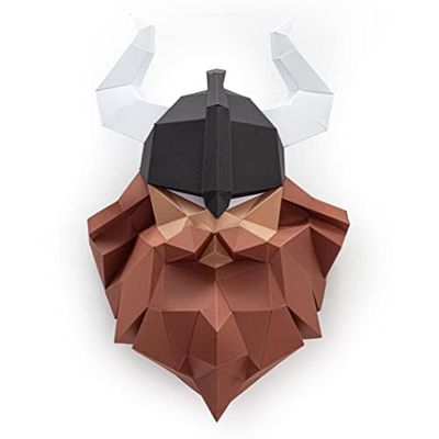 ORIGADREAM, Vichingo Testa, Kit di sculture in carta pretagliata per assemblare Papercraft, Puzzle 3D Assemblaggio fai da te, Carta Kraft Qualità Cartone ed ecologica Riciclata al 100%