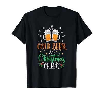 Birra Fredda Natale Cheer Divertente Regalo di Festa Amante della Birra Natale Maglietta