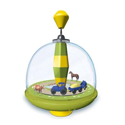alldoro 16802 68020 Peonza con tractor y remolque móviles, dos animales en movimiento y sonidos realistas, pilas incluidas, para niños a partir de 18 meses