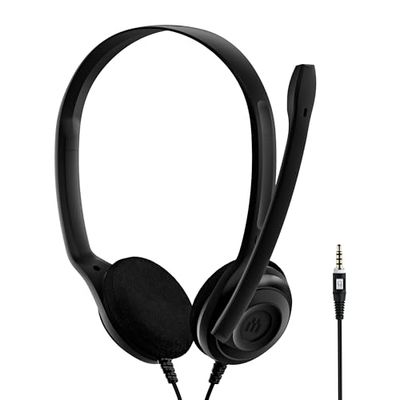 EPOS PC5 Chat auriculares com fio para PC - capacetes leves On-Ear, microfone com cancelamento de ruído, jack de 3,5 mm para compatibilidade universal, som conforto prolongado, para escritório e