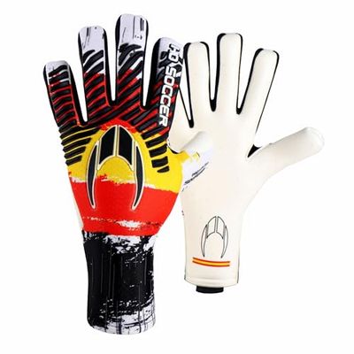 HO Soccer Pro Evolution Squadra Negative Spain målvaktshandskar, Unisex Vuxen, Röd/Gul, 8,5