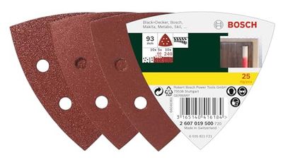 Bosch 2607019500 - Pacote de 25 lixas para lixadeiras Delta (93 mm, grão 60, 120, 240)