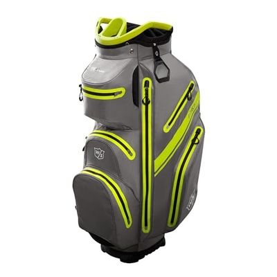 Wilson Sacca da Golf , W/S Exo Dry Cart Bag, Sacca Trolley per un Massimo di 14 Bastoni, Accessori da Golf per Uomo e Donna, Grigio Antracite/ Giallo Limone/ Argento