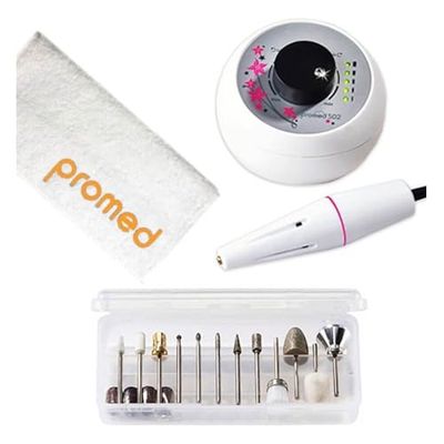 Promed 502 elektryczny pilnik do paznokci z zestawem bitów, frezarka do paznokci do manicure/pedicure, elektryczna frezarka do zdobienia paznokci 20000 obr./min
