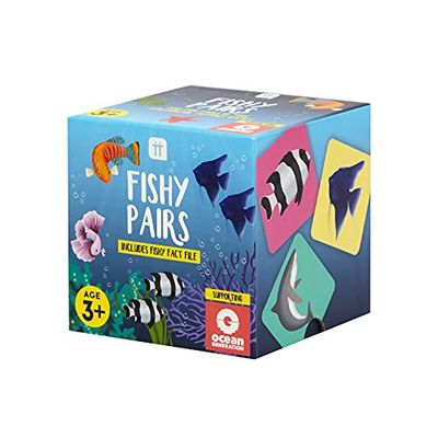 Talking Tables Memory Match Pair gioco per bambini con tema pesce, 36 carte a scatto per bambini con archivio dati oceanici
