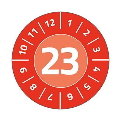 AVERY Zweckform 80 Test Badges with Year 2023 (Durable, Strong self-Adhesive, Diameter 30 mm, Test Sticker, Labelling Test Seal Made of Vinyl Adhesive Film) Item 6944-2023, red