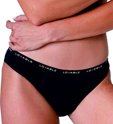 LOVABLE Period Panties Slip de Ciclo Menstrual Flujo Medio, Negro, L (Pack de 2) para Mujer