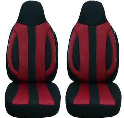 BREMER SITZBEZÜGE Measure Pilot Car Seat Covers Compatible with Toyota Mirai 1 Driver & Passenger from 2015-2020 / Car Seat Covers Protective Cover Set Car Seat Covers Pack of 2 in Black/Wine Red
