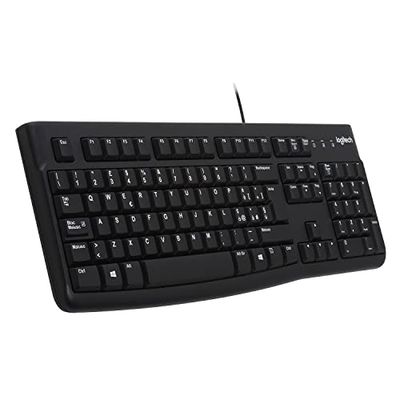 Logitech K120 Tastiera Cablata Business per Windows/Linux, USB, Tasti ‎Silenziosi, Anti Schizzi, Barra Spaziatrice Curva, ‎PC/Laptop, Layout Italiano ‎QWERTY