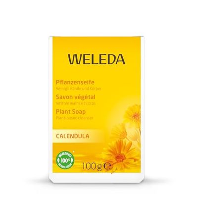 Weleda Soap with Calendula, Natural Soap, Sensitive Skin, For Women & Men, Dermatologically Tested, 100% Certified Natural, Organic, Vegan, 100g