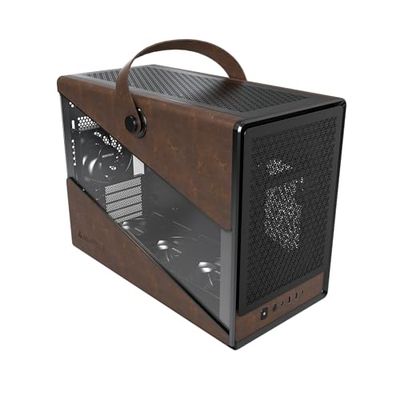MONTECH Heritage mATX, chasis Compacto de Cuero para Juegos con Micro Factor de Forma con diseño de Mango Distintivo, soporta Las últimas GPU, ATX PSU, AIO de 360 mm, 4 Ventiladores, Colgador de
