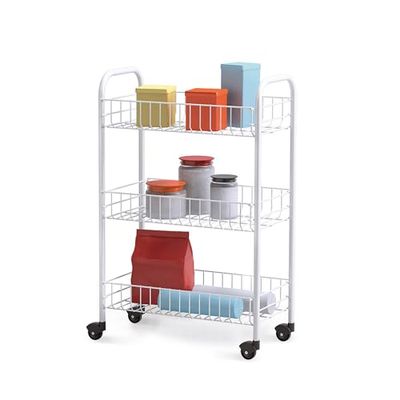 Metaltex SIENA Multifunctionele wagen met 3 manden, inclusief wielen, wit, 63 x 41 x 23 cm