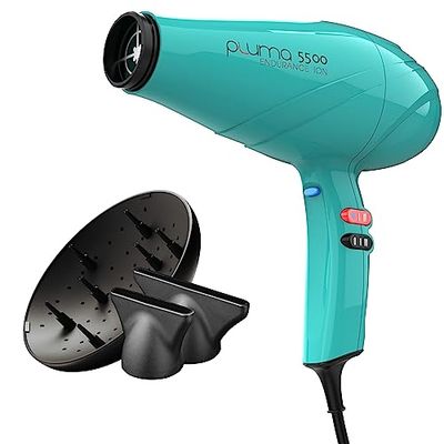 GA.MA Italy Professional, Pluma 5500 Endurance Ion, sèche-cheveux professionnel avec moteur AC italien de 2400 W, technologie Ion Plus pour des cheveux brillants et sans frisottis, couleur turquoise