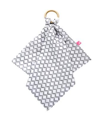 Knuffeldoek 2-laags van katoen (Öko-Tex Standard 100) met bijtring van hout, natuurlijk theehout - grijs klassiekers