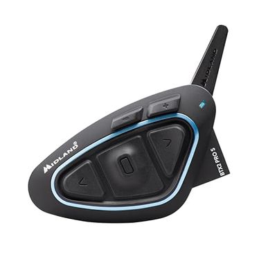 Midland - Intercom Moto BTX2 Pro S LR Solo Individuel Universal, Écouteurs Bluetooth sans Fil Casque Moto Étanche IPX6, Double Processeur BT 1,6Km et 4 Couple, Batterie 23H, Anti Bruit et Audio Hi-FI