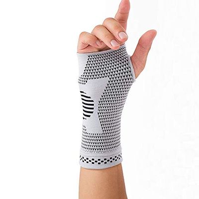 Amsahr Nylon Spandex Knitted Infrared Palm Support Brace | Palm Brace Sport Wrist Sleeve - Large