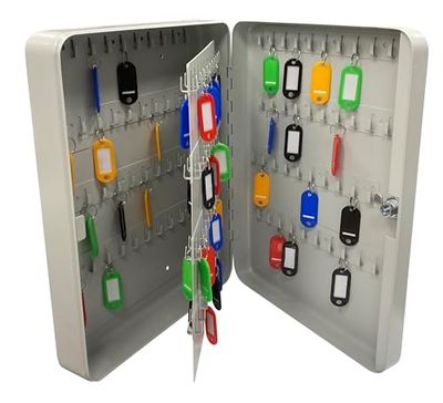 Arregui PLL160 Sleutelkast met vaste haken, 160 sleutels, veiligheidsbox van staal voor sleutels, met meegeleverde sleutelhangers, eenvoudige wandmontage, 37 x 28 x 8 cm, grijs