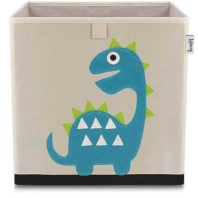 LIFENEY Opbergdoos met dino-motief, speelgoedbox met dierenmotief, geschikt voor kubusrekken, opbergbox voor de kinderkamer, opbergmand voor kinderen