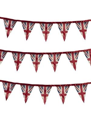 Smiffys Union Jack tyg flaggväv vintage stil tryck, 3 meter, satin, Union Jack fin klänning, Union Jack utklädningsfest varor