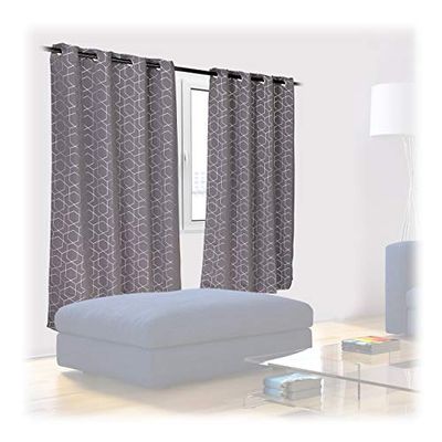 Relaxdays Rideaux Jeu de 2, Opaque, Chambre à Coucher, Rideaux d’assombrissement, avec Motifs; 175x135cm, Gris-argenté