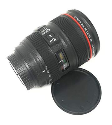 LeoFla Tazza A Forma di Obiettivo di Una Fotocamera Reflex per caffè Latte da 0,35 L, Variabile, Media