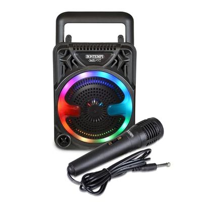 Bontempi | Mini Altavoz Inalámbrico con Micrófono y Luces RGB, 125x125x180mm, Función Radio