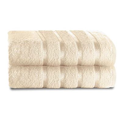 GC GAVENO CAVAILIA Luxury Jumbo Bath Sheets, 100% Ringspun Cotton, Pack of 2 Fade Resistant Extra Absorbent Towels, Egyptian, Cream, 80x170 Cm