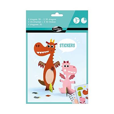 Maildor AF024C creatieve stickerset (met 3D-draak om te decoreren, ideaal voor kinderen vanaf 3 jaar, ideaal knutselproject, draak) 1 set