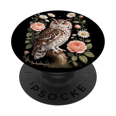 Cottagecore Owl Aesthetic Owl Floral Cute Book Lover Women PopSockets Adhesive PopGrip
