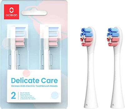 Oclean Cabezales de repuesto para cepillo de dientes para niños, compatibles con todas las asas eléctricas Oclean, aprobado por la FDA (paquete de 2) - Blanco