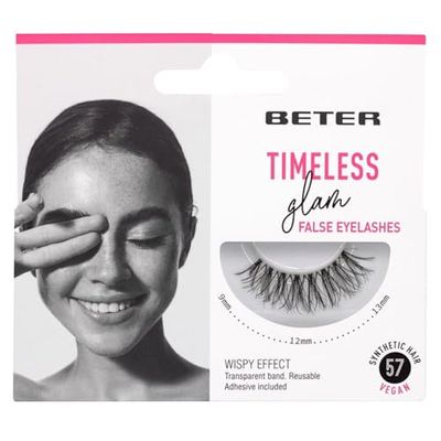 Beter – Ciglia finte n° 57 Timeless Glam, extension per ciglia, include colla, vegane e riutilizzabili, pelo sintetico con banda trasparente per un effetto naturale, trucco occhi