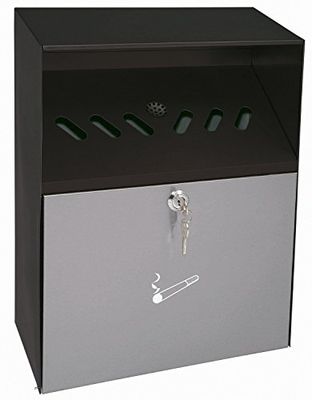 WEDO Toit de protection contre les intempéries Cendrier mural, acier inoxydable, noir/gris, 28 x 14 x 37,3