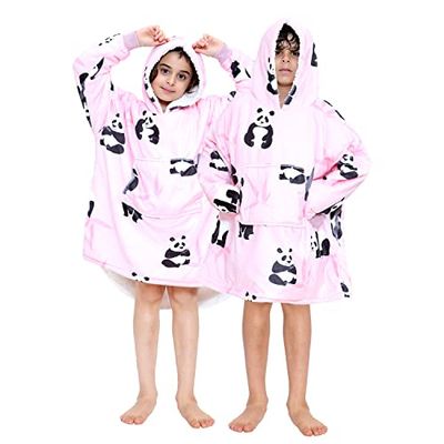 GC GAVENO CAVAILIA Kids Snuggle Hoodie Blanket, Oversized Wearable Blanket Hoodie For Kids, Ultra Soft Animal Blanket Hoodie, Pink, One Size