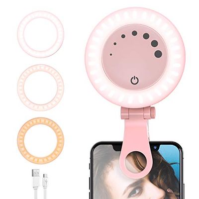 Anillo de Luz Videoconferencia, Kit de Iluminación para, Anillo de Video Luz Laptops con y Clip para, Compatible con Zoom Meetings Trabajo Remoto Fotografía Autoemisión Vlogs (Rosa)