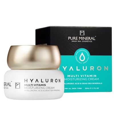 Pure Mineral - Multi-Vitamin Hyaluron Moisturizing Cream for All Skin Types - Nourishing, Dead Sea Minerals, Radiance & Softness - Silicone-Free, Sulfate-Free, Paraben-Free - 50ml
