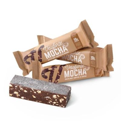 Veloforte Mocha Protein Bar - 10g Complete Protein, Hazelnut, Coffe & Cocoa, Healthy 100% Natural Sports Performance, Plant-Based, Dairy-Free, Gluten-Free, Vegan (9 bars)