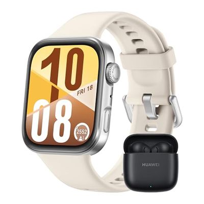 HUAWEI Watch FIT 4 Montre connectée,+ Freebuds SE 2 Noir, 100+ Modes d'entraînement, Ultra-Fine, Tracker d'activité, iOS et Android, GPS, Bluetooth Calls, Garantie prolongée de 6 Mois, Blanc