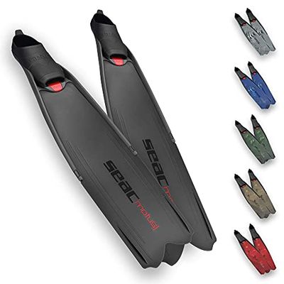 SEAC Motus Lange, Zachte en Krachtige Zwemvliezen voor Freediving en Speervissen, zwart, 39-40